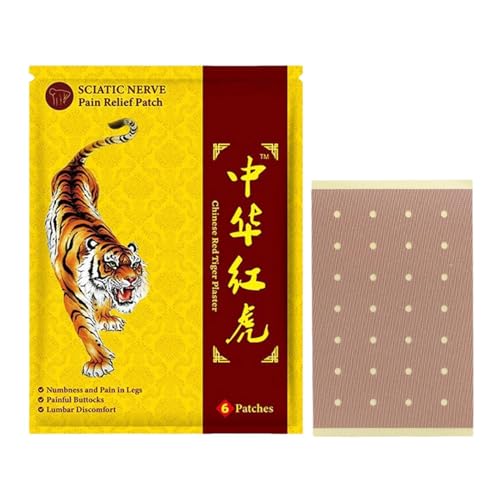 Maximum Strength Patches -6 Patches Chinese Red Tiger Plaster Natural Formula Back Patch Ultra Strength Heat Patches for Muscle Joint of Knees Elbows Neck Shoulders Body Blood Circulation Hot Patch