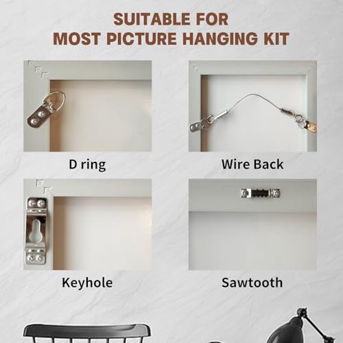 Image of 18Pcs Hooks Picture Hanging, Picture Hangers for Sawtooth /Wire Back Frames with Adhesive Backing, 18 Large Removable Adhesive Strips, No Nails Picture Hooks