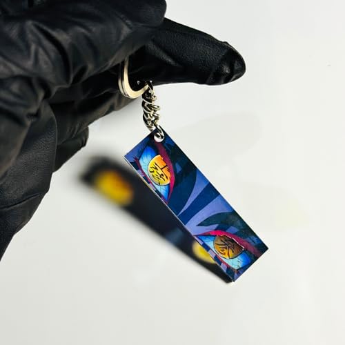 Image of Akaza Glowing Eyes Keychain - Compatible with Demon Slayer Anime, Luminous Upper Moon Three Acrylic Key Ring, Glow-in-the-Dark Anime Accessory, Otaku Gift, Key Holder & Bag Charm for Fans