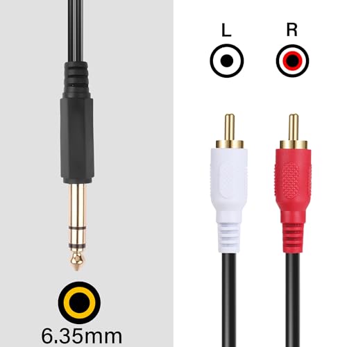 JSADZKJ 6.35mm to 2 RCA Stereo Audio Cable 1/4 TRS Male to Dual RCA Male Splitter Cable Gold-plated Coiled 1/4'' to 2 RCA Audio Cable for Amplifiers Mixers Speakers 14 in/35cm - Image 2