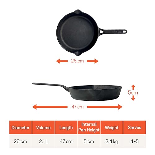 Meyer - Pre-Seasoned Cast Iron Frying Pan, Induction Cooktop Compatible (26cm/10.2in) - Made in Canada by Meyer - Image 8