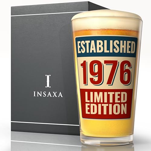 Insaxa 50th Birthday Gifts Men - 1976 Limited Edition Premium Quality 50th Beer Glass (1 Pint / 570ml) 1976 Birthday Gift Pint Glass for Him 50th Presents - Image 2