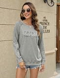 EADINVE "FUN FACT: I don't care Letter Print Women's Crewneck Sweatshirt Raglan Long Sleeve Casual Pullover Tops Grey Medium