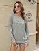 EADINVE "FUN FACT: I don't care Letter Print Women's Crewneck Sweatshirt Raglan Long Sleeve Casual Pullover Tops Grey Medium