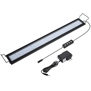 hygger 16W Full Spectrum Aquarium Light with Aluminum Alloy Shell Extendable Brackets, White Blue Red LEDs, External Controller, for Freshwater Fish Tank (24-30 inch)
