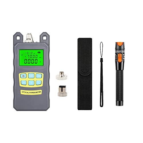 Fiber Optic Kit, 9 in 1 FTTH Kit with FC-6S Fiber Cleaver and Optical Power Meter 5km Visual Fault Locator Wire stripper