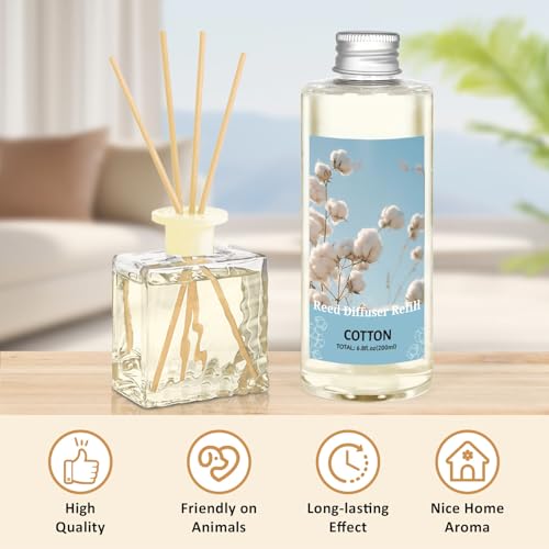 Image of STRN Reed Diffuser Oil Refill, Pure Cotton Scented, 200ml Long-Lasting Aromatherapy, Home Fragrance for Living Room, Bedroom, Spa