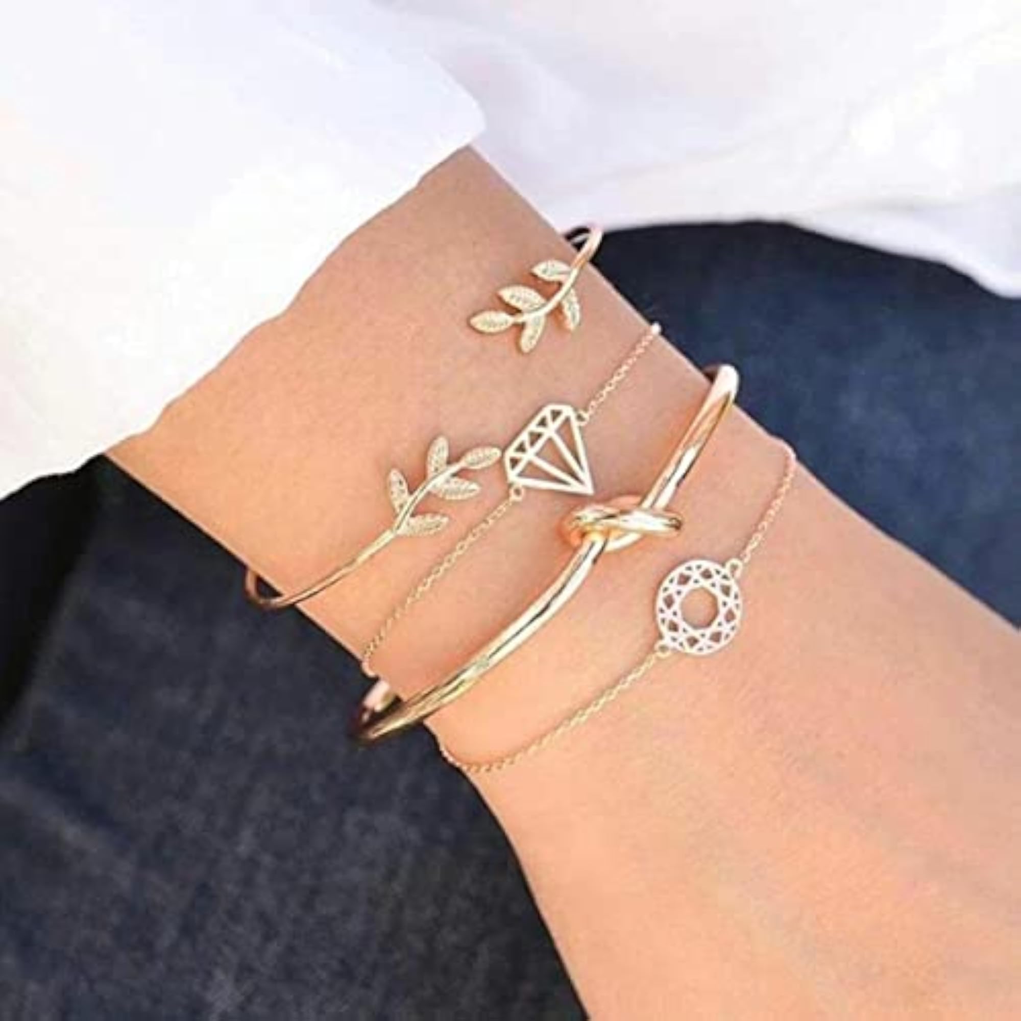 Gold-Toned Set of 4 Stackable Bracelets