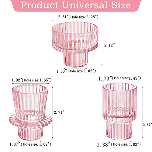 Iyouya Pink Glass Candle Holders 6Pcs For Pillar Candles, Taper Candles, Tealight Candles,Candlestick Holders For Wedding, Festival, Dinning&Party #TOP1