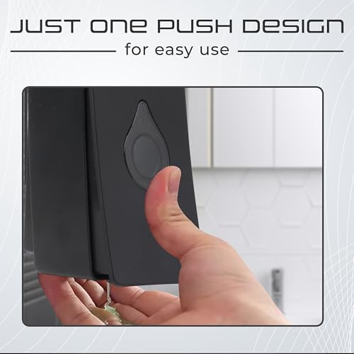 Image of Robustt Manual Wall Mounted Liquid Soap Dispenser - Black (200 ml, Pack of 1) - with Adhesive Hooks | Leak-Proof, Transparent Window, Easy Installation