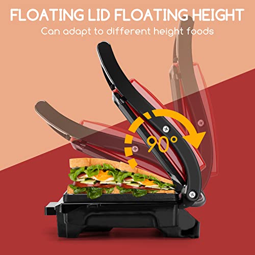 Great-Jacob-Gloria-Maquina-para-panini-Grill-Parrilla-Sandwichera-Potencia-1500W-Placas-con-Revestimiento-Antiadherente-Asa-de-toque-frio-Almacenamiento-vertical-Libre-de-BPA-Rojo-y-negro