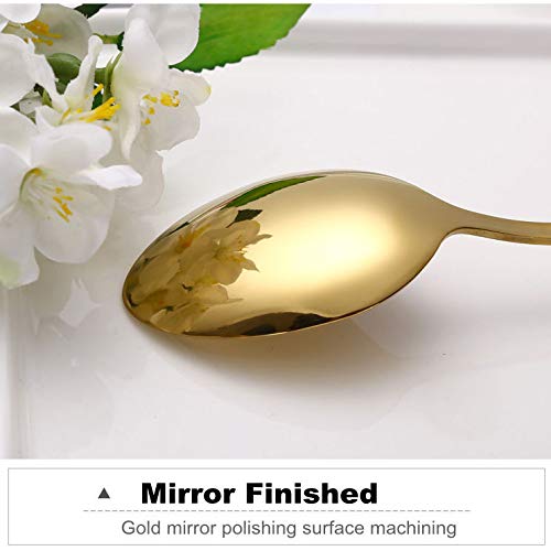 Pack Of 6, Gold Plated Stainless Steel Coffee Spoon, Futu Demitasse Espresso Spoons For Coffee Sugar Dessert Cake Ice Cream Soup Antipasto Cappuccino, 4.7 Inch #TOP1