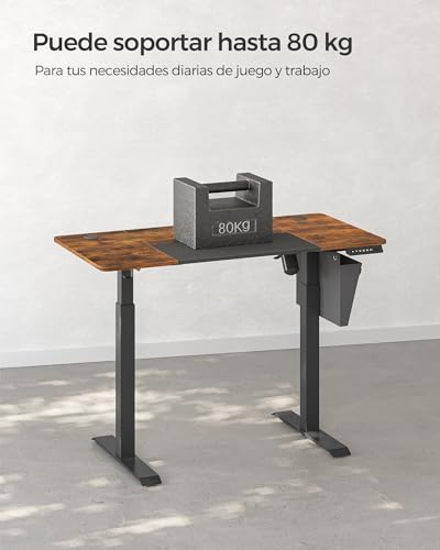 Miniatura 5 de Songmics Escritorio Eléctrico, Regulable En Altura, 120 X 60 Cm, Regulación Continua, 4 Alturas De Memoria, Puerto Usb-C, Marrón Vintage Y Negro Mate Lsd015x01