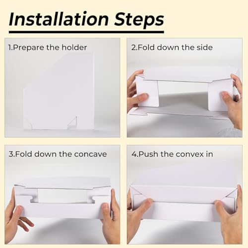 HORLIMER 12 Stück Weiß Stehsammler A4, Zeitschriftensammler aus Karton – Zeitschriftenhalter-Organizer mit Etiketten für Bücher, Dokumente – 25,4x8,5x30,5 cm