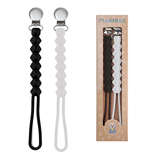 Image of Pacifier Clip for Boys Girls - MORIBOX Paci Clip Soothie Baby Binky Holder for Shower Gift Birthday 2 Pack