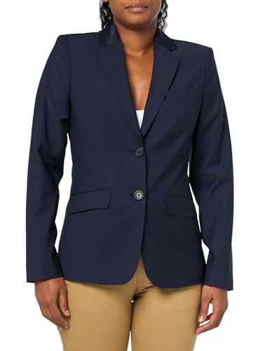 Brooks Brothers Women's Two Button Notch Lapel Lightweight Explorer Wool Jacket, Navy, Size 4