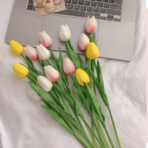 Tulips Artificial Flowers Fake Flowers Faux Tulips Flower for Decor Indoor Outdoors Fleurs Artificielles Decoration Intérieur Fleur Artificielle Tulip Real Touch Bouquet for Weddin image 8