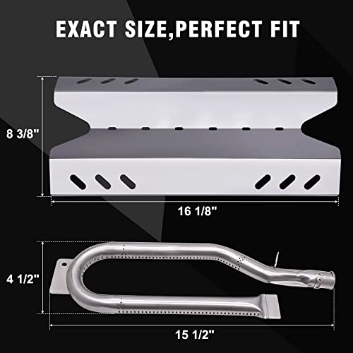 Hipoilk Replacement Parts for Members Mark BQ06042-1 BQ05046-6 BQ05046-6-A BQ05046-6A, Sam\'s Club, Outdoor Gourmet Gas Grill Models, Burner Tube, Steel Heat Plate Burner Cover