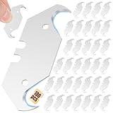 100Pcs Utility Knife Hook Blades, SK5 Steel Standard Size Blades, Replacement Hook Knife Blade with Plastic Case, Heavy Duty Dual Box Cutter Refill Blade for Carpet Roofing Installation
