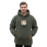Guyuati Cat Pouch Hoodie Zipper Kangaroo Pocket Pet Carrier Hoodies With Dog Pouch Fleece Warm Pet Sweatshirt For Home Walk Green