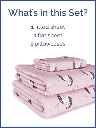 Image of Kids Twin Unicorn Pink Bed Sheets - 3 Piece Kids Unicorn Pink Sheet Set