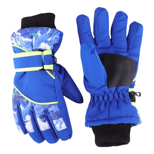 HinyBoeh Boys Winter Snow Gloves Kids Windproof Cold Weather Ski Gloves with Thick Plush for...