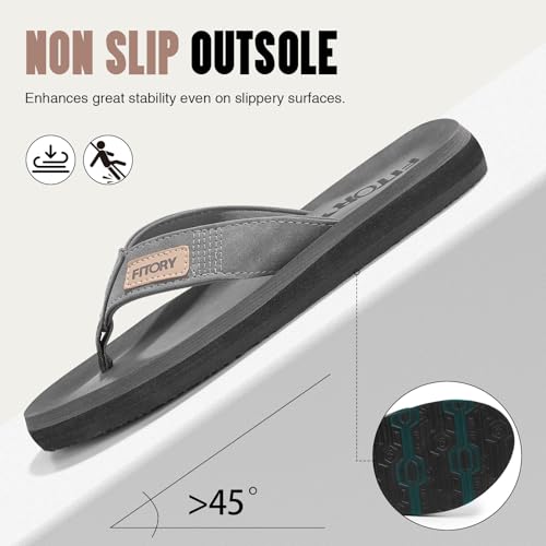 FITORY Men's Flip-Flops, Thongs Sandals Comfort Slippers for Beach Size 12 - Thumbnail 5
