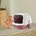Generic Hooded Cat Litter Box with Lid, Enclosed and Covered Cat Toilet Removable Pet Litter Tray Sandbox Kitten Potty Pet Litter Box, Pink