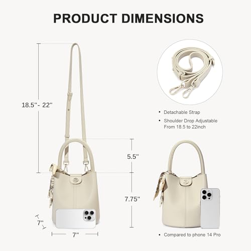 BOSTANTEN Small Crossbody Bags for Women Vegan Leather Mini Bucket Handbag Removable Shoulder Strap3