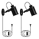 ASCELINA Vintage Wall Light with Switch, Industrial Ceiling Spotlight Black Retro Adjustable Wall Light Metal Headlight E27 Lamp Base (2 Pack)