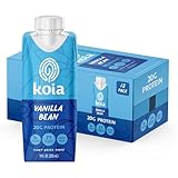 Koia Plant Based Protein Shake, Vanilla Bean, 20g Protein, 3g Sugar, 6g Prebiotic Fiber, 21 Vitamins & Minerals, Meal Replacement Drinks, Dairy-Free, Gluten-Free, Non-GMO, 11 Fl Oz (Pack of 12)
