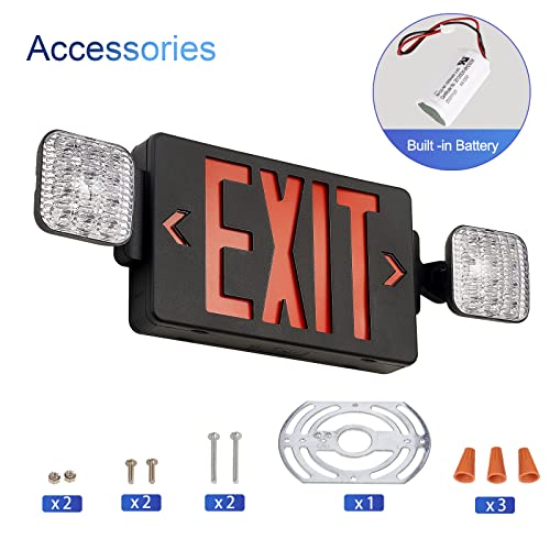 TANLUX Black Exit Sign with Emergency Lights, LED Emergency Exit Light with Battery Backup, UL Listed, AC 120/277V, Commercial Emergency Lights Combo for Business - 6 Pack by TANLUX - Image 5