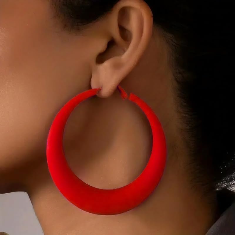 Miniatura 2 de Aretes de aro coloridos para mujer, aretes colgantes de neón de los años 80 y 90, aretes retro mate grandes, aretes gruesos exagerados, joyería Y2K,