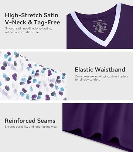 Image of WiWi Viscose from Bamboo Pajamas Set for Women Super Soft Short Sleeve Cooling Summer Plus Size Pjs Sets Sleepwear S-4X