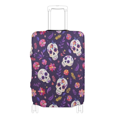 CHIFIGNO Cute Sugar Skull Cover Luggage Protector Luggage Dust Cover with Concealed Zippers for 18-32 Inch Luggage M Fits 22-24 Inch
