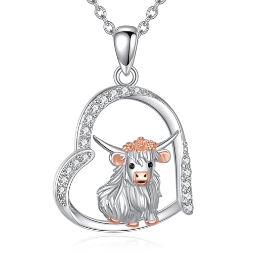 Image of Heart Necklace 925 Sterling Silver Animal Pendant Cute Heart Jewelry Gifts for Women Animal Lover