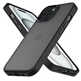Wohvo Designed for iPhone 15 Case, 4FT Military Grade Drop Protection,Translucent Matte Hard Back with Soft Edge Airbag, Protective Phone Cases for iPhone 15 (Black)