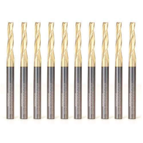 3/16" Tapered Upcut Spiral ZRN Coated CNC Router Bit (10 Pack) - 1/4" Shank - Yonico 38314-SC-10PK