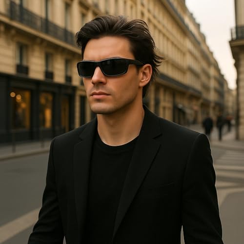 Bloomoak Gafas de sol polarizadas negras con lentes súper oscuras | Gafas de sol deportivas envolventes unisex | UV400 | CAT 4 | Para fotofobia (ojos sensibles) (Super Black) - imagen 2