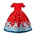 Abaodam Robe de Noël en Gaze pour Fille - Motif délicat de Noël - Rouge - Taille 130