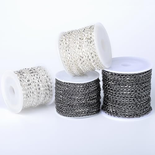 33FT 2.7mm Silver Plated Twisted Link Chains Roll Bulk for Jewelry Making by Cadikez - Used condition - Image 4