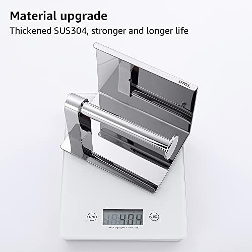 Amazon Brand - Umi - Toilet Paper Holder Storer with Shelf Stainless Steel Mirror Surface Wall Mounted Drilling Non Slip Design for Bathroom Washroom Silver