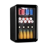 KLARSTEIN Nevera para bebidas, PopLife - minibar, nevera retro, 0-10°C, sólo 39 dB, 70 L, respetuosa con el medio ambiente, puerta de doble acristalamiento, diseño retro, negro