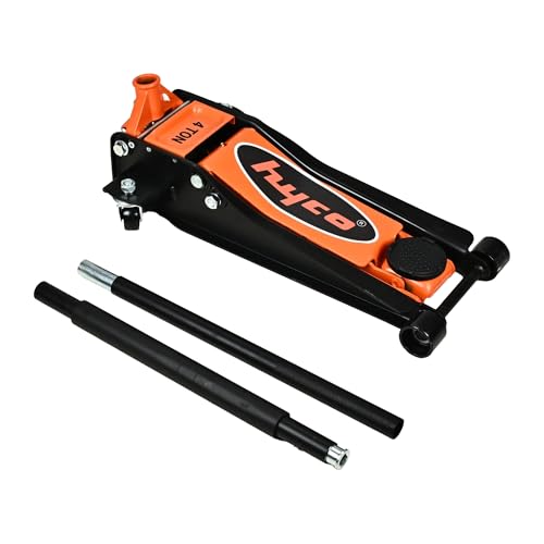 Image of HYCO PRO Double Piston Hydraulic Trolley Jack 4 Ton, Heavy Duty, Low Floor Cars, Aluminum Chassis, Overload Protection Bypass Valve, Dual Pistons for Faster Rising Action 85-510mm, Taiwan Made