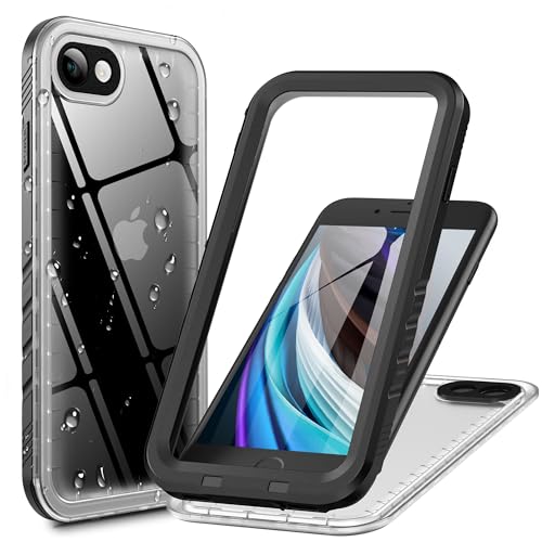 Cozycase Ultra Resistente Funda Impermeable Antigolpes para iPhone SE 2022 2020 8 7 Militar Transparente 360 Grados Carcasa Doble Waterproof Acuatica Sumergible Agua con Protector Camara Pantalla