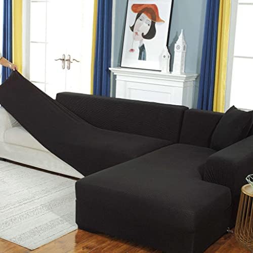 SHAFAJNC Solid Color Anti-Slip Anti Scratch Couch Cover,1 2 3 4 Seater Stretch Elastic Sofa Slipcover Spandex Sectional L Shape Sofa Cover Pets Kids Children Dog Cat-F-Sofa