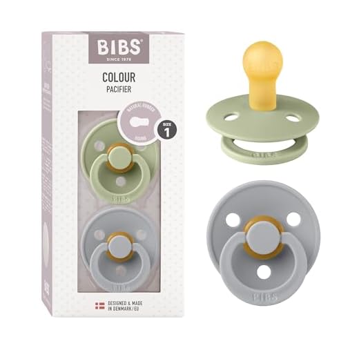 BIBS Pacifiers | Natural Rubber Baby Pacifier | Set of 2 BPA-Free Soothers | Made in Denmark | Sage/Cloud 0+ Months (Pack of 2)