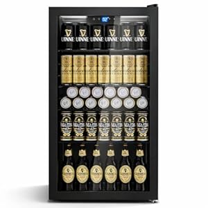 TRIUMPHKEY 95L Getränkekühlschrank mit Klima KÜHLUNG | Neu: Gleichmäßige Kühlung & frostfrei | 4 verstellbare Ablagen für 130 Dosen | Für Bar, Büro & Haushalt