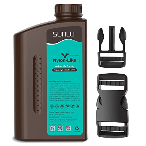 SUNLU Résine Nylon-Like pour Imprimante 3D 1KG, Résine Haute Résistance pour l'impression 3D LCD/DLP/SLA, Ultra Durable & Haute Précision, Résine PA-Like Noir 1000g Cover