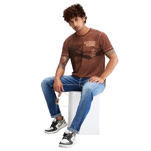 Image of Spykar Men's Slim Fit Round Neck Half Sleeve Solid Casual T-Shirt